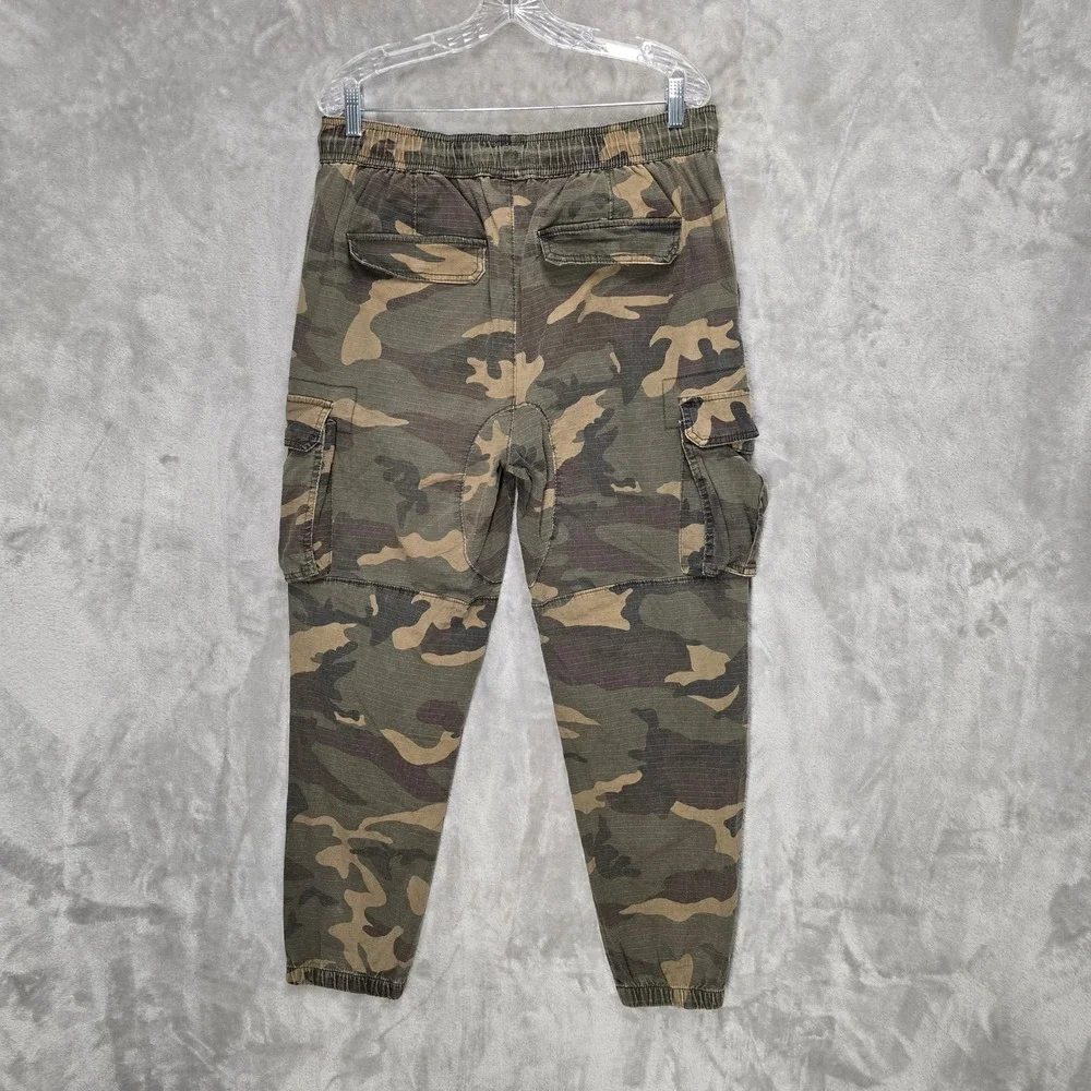 CSG Cargo Jogger Pants Mens 2XL Green Camo Ripstop Cotton Blend Drawstring Gorp